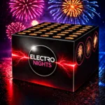 Фейерверк «Electro Nights» на 100 залпов на фоне ночного разноцветного фейерверка
